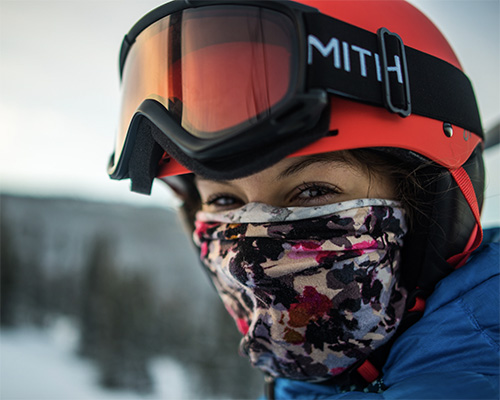 Woman in a helmet and mask