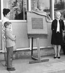 Helen Atkinson and son Jimmy, and Mrs. Ben Atkinson at the dedication of the heating plant - May 1968. Photo: UAF Archives, Alumni Services Collection 83-107-144