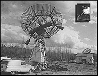 The first American sighting of Sputnik 1 (inset photo) at Ballaine Lake Mini-Tracking Station University of Alaska in Fairbanks. Photo: Geophysical Institute