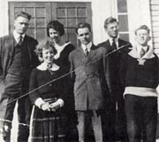 First six students! From left, Art Loftus, Ethel Bailey, Dorothy Roth, Earl Foster, Roden Davis and Donald Morgan. Photo: Rasmuson Library