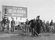 The 1934 ground breaking ceremony of the Eielson Building
