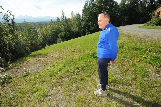 Jim Mahaffey, 80, stands at the site of the former ski hill at Alaska Methodist University. The area now sits in the backyard of the Mlakar President's Home of Alaska Pacific University. Mahaffey has been integral to the development of cross-country skiing in Alaska, and to the Tuesday Night Race Series, which kicks off tonight. Photo: Erik Hill, Anchorage Daily News
