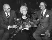 Pictured are Dr. Wood, Eva McGown and former President Patty at the dedication to the Eva McGown Room. Photo: UAF Archives, University Relations Collection