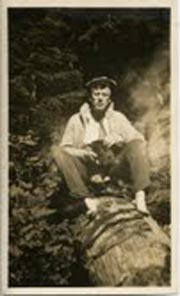 Young Phil dries out his socks.