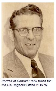 Portrait of Conrad Frank taken for the UA Regents' Office in 1976.