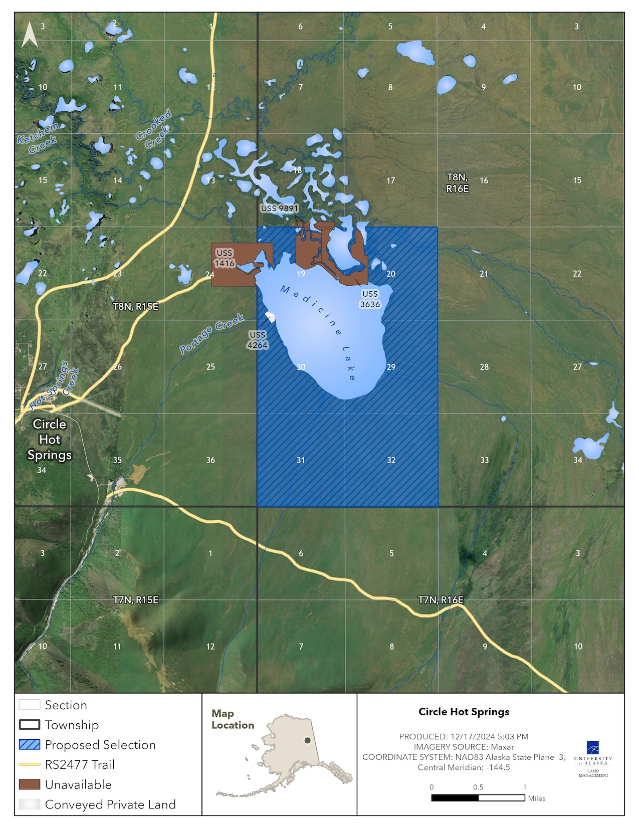 Map depicting the proposed selection of 2,532.17 acres of the lands on Circle Hot Springs Map depicting the proposed selection of 2,532.17 acres of the lands on Circle Hot Springs