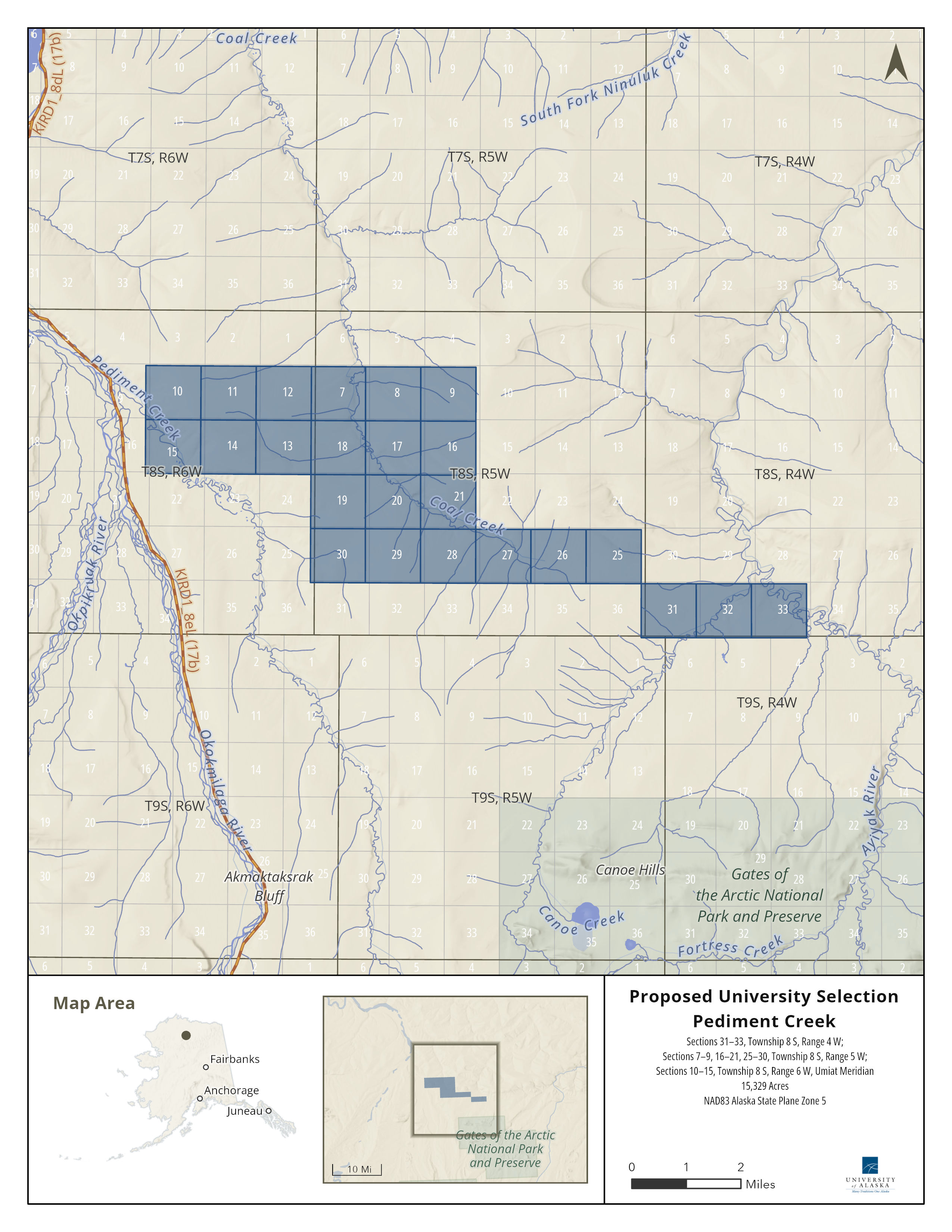 Map depicting the proposed selection near Pediment Creek Map depicting the proposed selection of approximately 15,329 acres of the lands near Pediment Creek