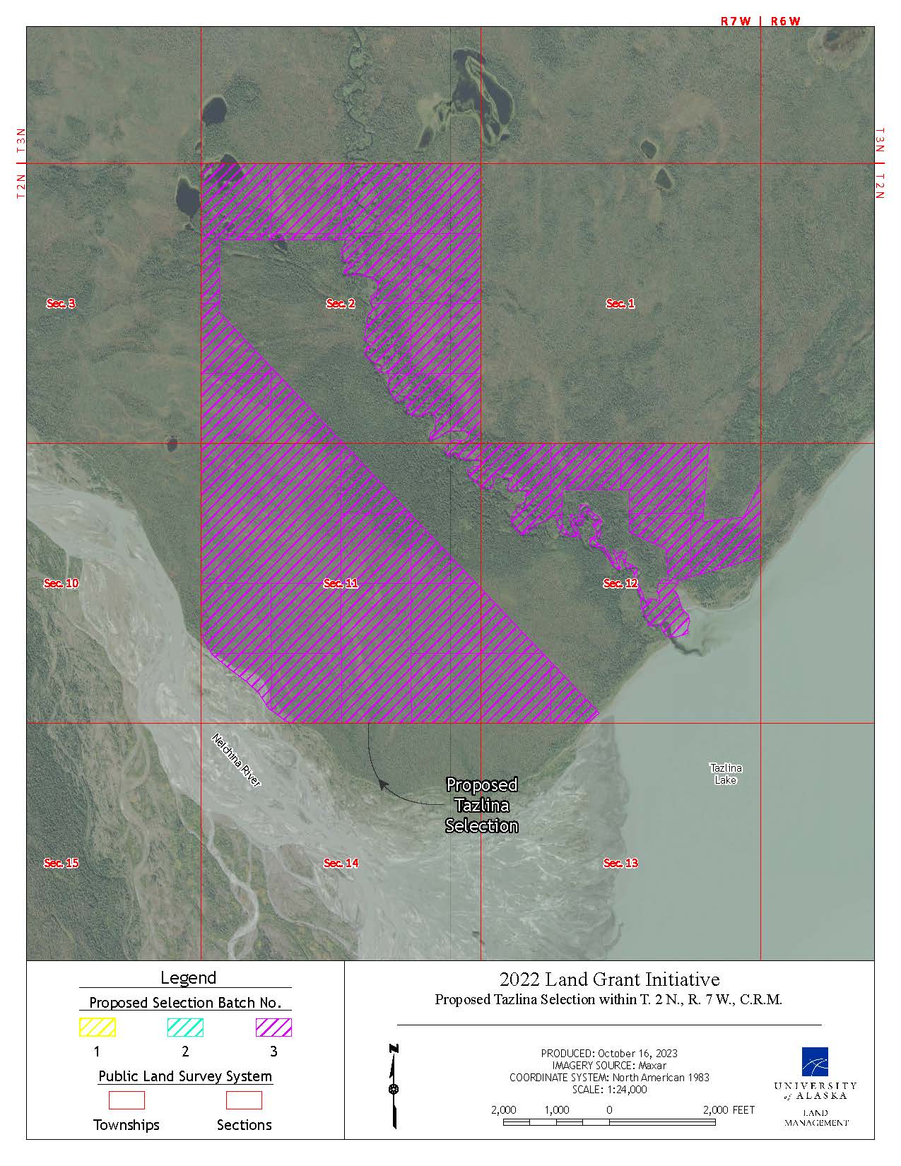 Map depicting the proposed selection of 1222.38 acres of the lands on Tazlina Lake at the mouth of the Nelchina River Map depicting the proposed selection of approximately 1222.38 acres of the lands on Tazlina Lake at the mouth of the Nelchina River