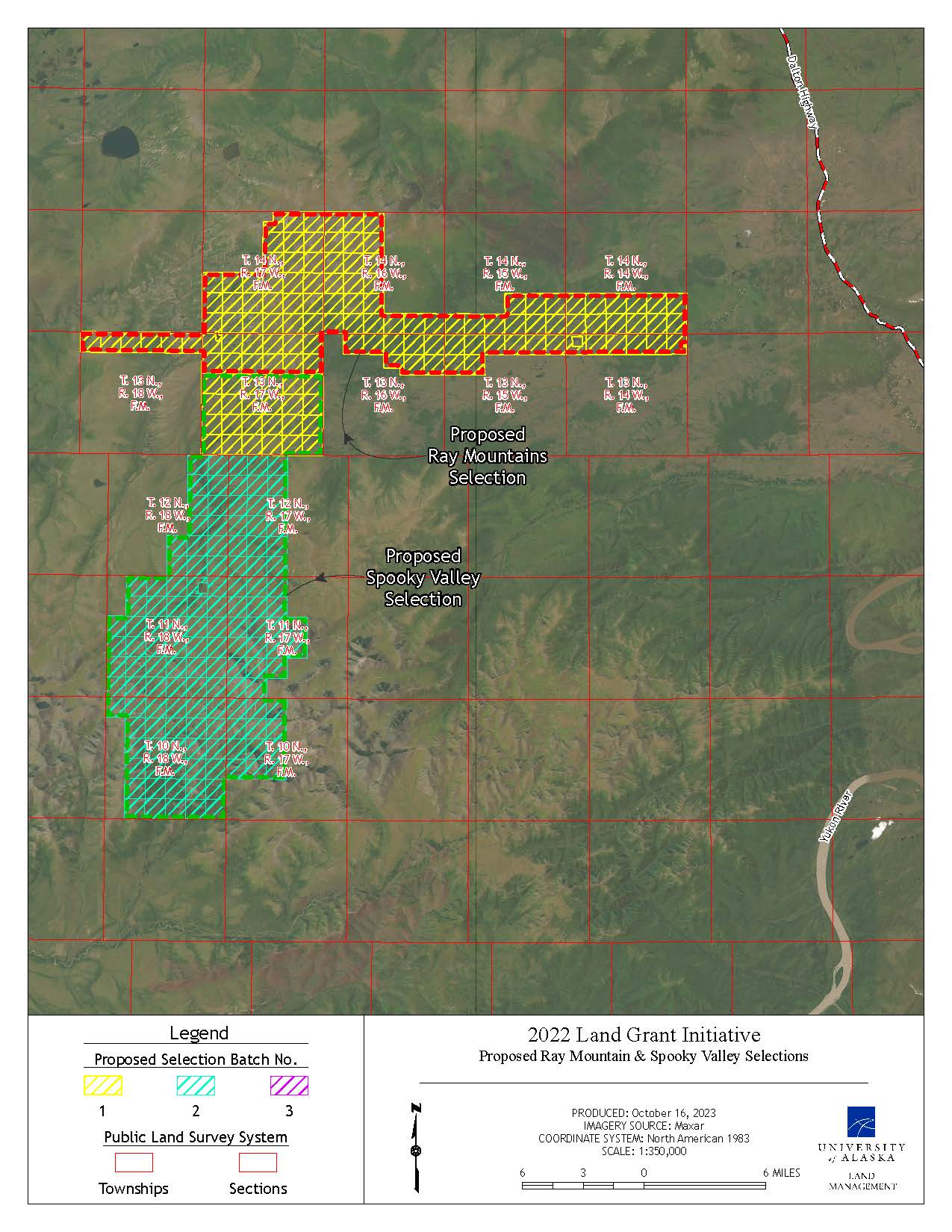Map depicting the Ray Mountains proposed selection of approximately 84,270 acres