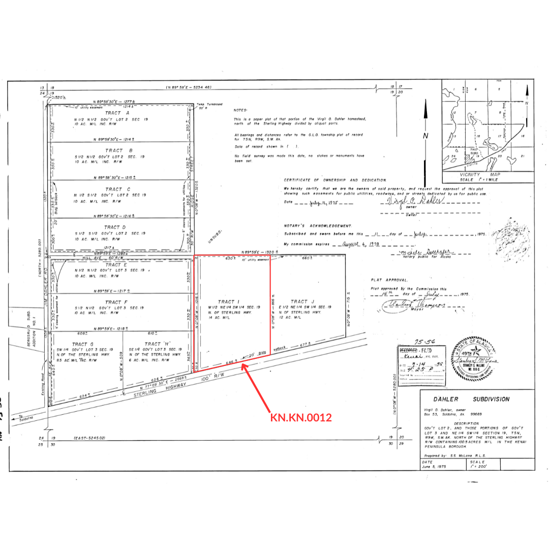Kenai Tract I-J Subdivision Plat for KN.KN.0012