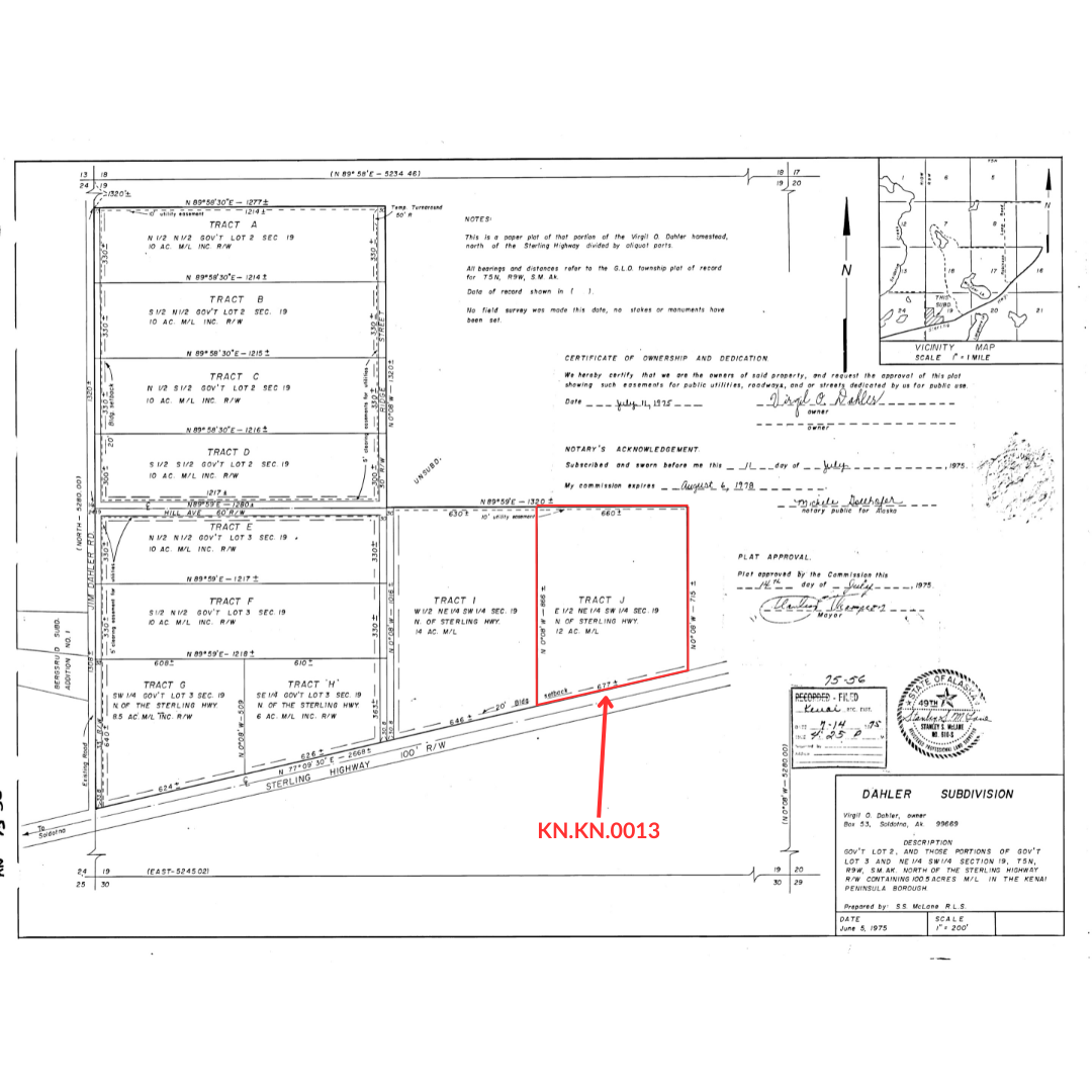 Kenai Tract I-J Subdivision Plat for KN.KN.0013