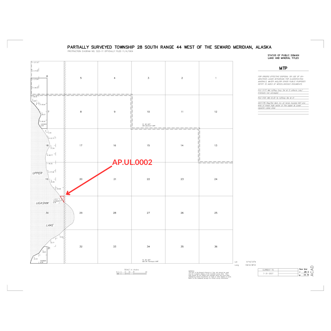 Red Outline Map Ugashik Lake