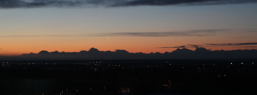 Photo of sunrise outside of the Butrovich building. 