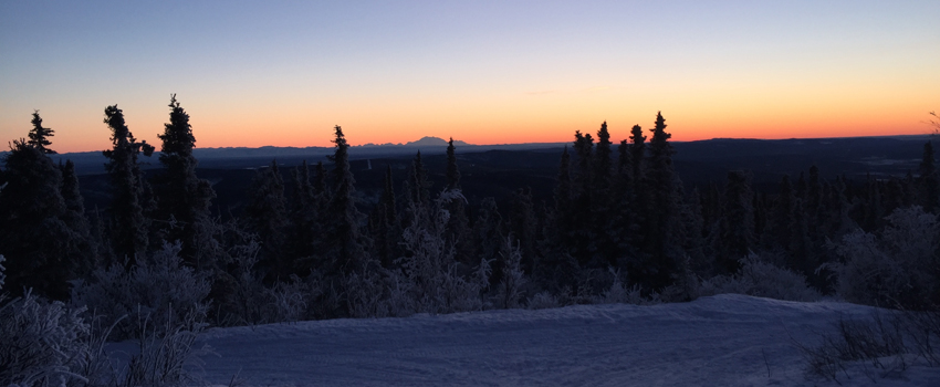 Photo of a sunrise outside of the Butrovich building. 